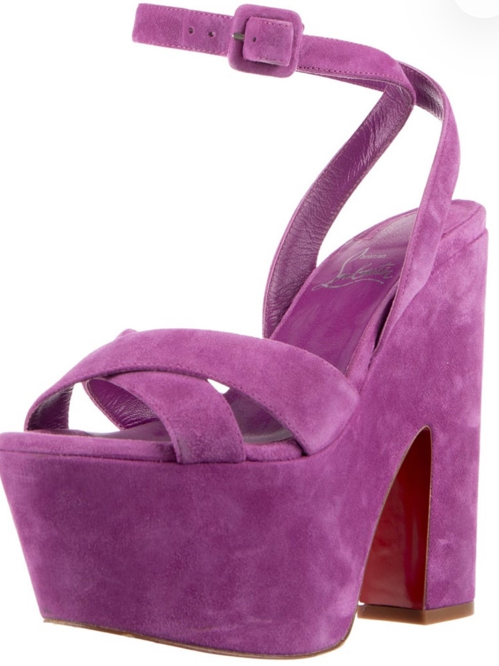 Christian Louboutin Purple Suede Platform Ankle-Strap Women’s Sandal